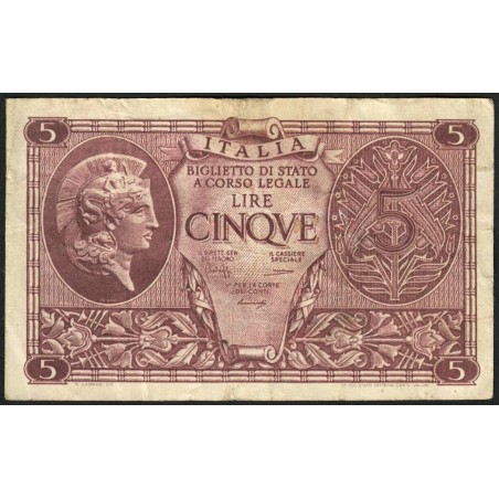 Italie - Pick 31b - 5 lire - 1948 - Etat : TB+