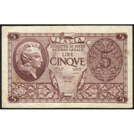 Italie - Pick 31b - 5 lire - 1948 - Etat : TB+