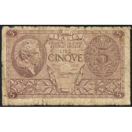 Italie - Pick 31b variété - 5 lire - 1948 - Etat : B