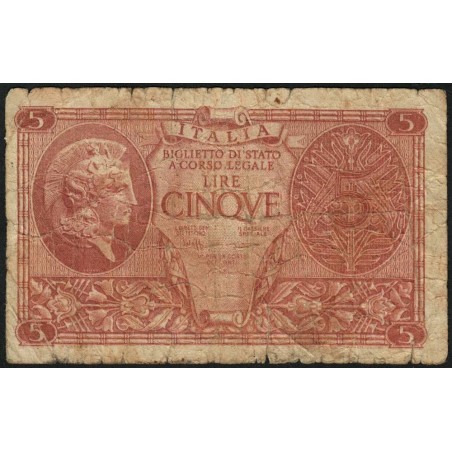 Italie - Pick 31c - 5 lire - 1950 - Etat : B