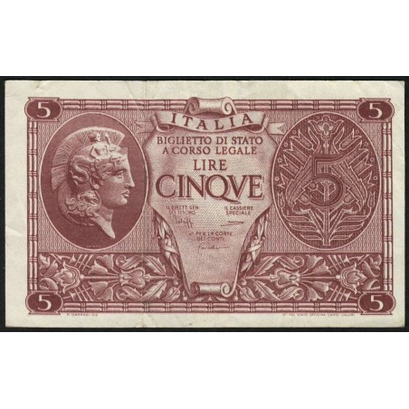 Italie - Pick 31c - 5 lire - 1950 - Etat : TTB+