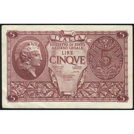 Italie - Pick 31c - 5 lire - 1950 - Etat : SUP