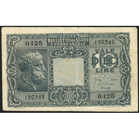 Italie - Pick 32b - 10 lire - 1948 - Etat : TB+