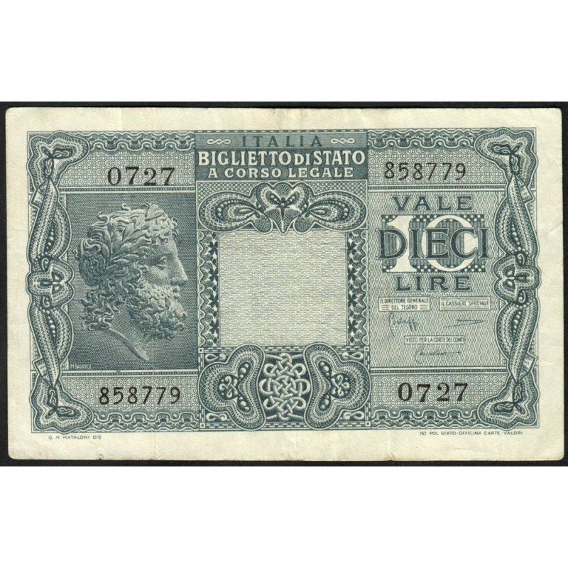 Italie - Pick 32c - 10 lire - 1950 - Etat : TTB