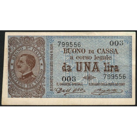 Italie - Pick 36a - 1 lira - 1914 - Etat : SUP