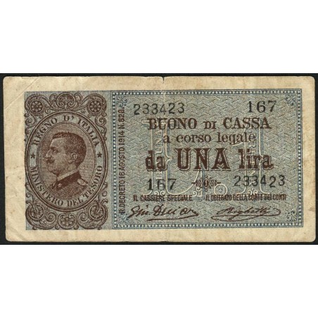 Italie - Pick 36b - 1 lira - 1917 - Etat : TB