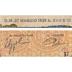Italie - Pick 54b - 50 lire - 27/05/1939 - An XVII - Etat : TB