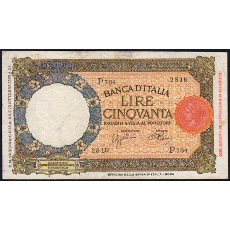 Italie - Pick 57_2 - 50 lire - 24/01/1942 - An XX - Etat : TB+