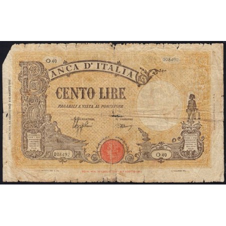 Italie - Pick 67a_1 - 100 lire - 23/08/1943 - Etat : AB