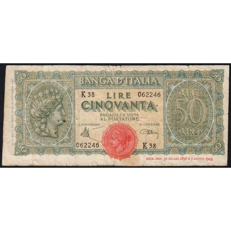 Italie - Pick 74a_1 - 50 lire - 10/12/1944 - Etat : TB