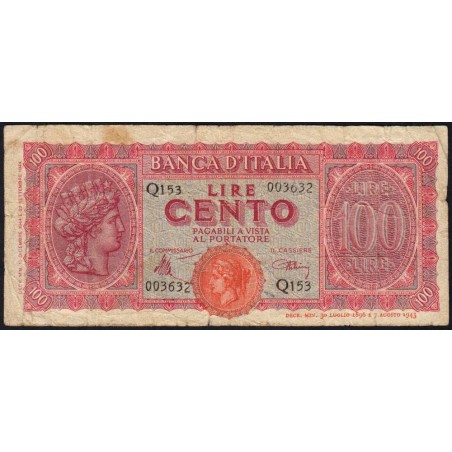 Italie - Pick 75a_2 - 100 lire - 10/12/1944 - Etat : TB-