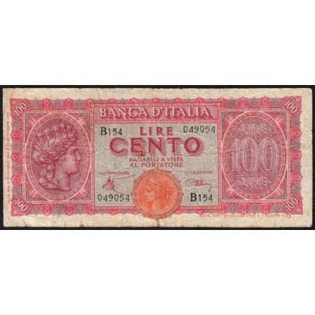 Italie - Pick 75a_2 - 100 lire - 10/12/1944 - Etat : TB-