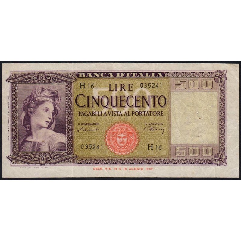 Italie - Pick 80a_1 - 500 lire - 20/03/1947 - Etat : TB+