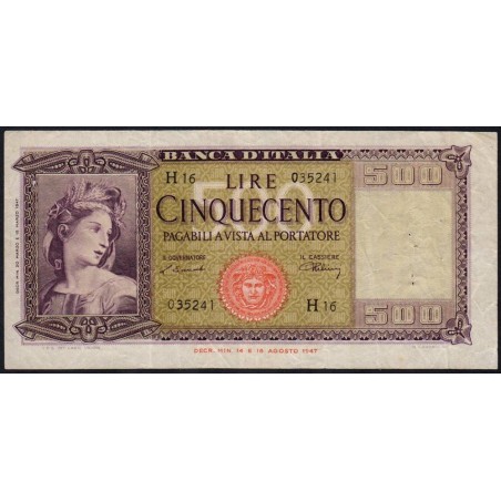 Italie - Pick 80a_1 - 500 lire - 20/03/1947 - Etat : TB+