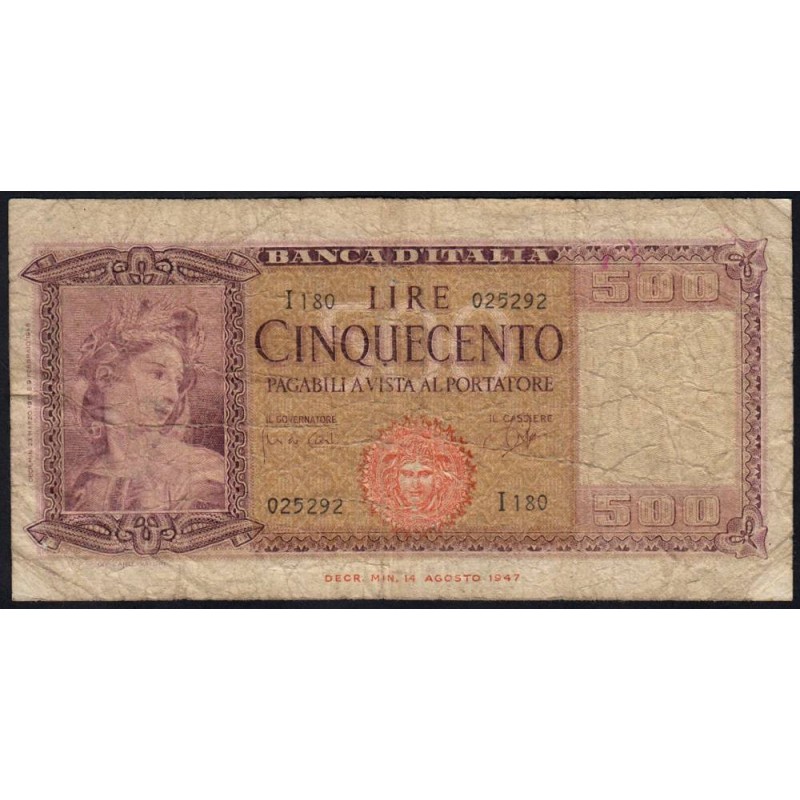 Italie - Pick 80b - 500 lire - 23/03/1961 - Etat : B