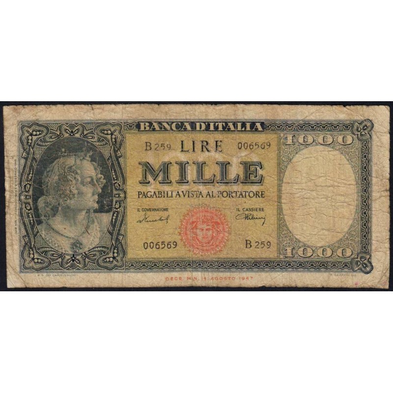 Italie - Pick 88b - 1'000 lire - Série B 259 - 11/02/1949 - Etat : B