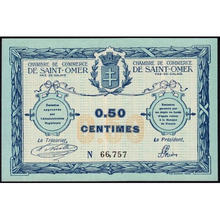 Saint-Omer - Pirot 115-1 - 50 centimes - N° avec 5 chiffres - 14/08/1914 - Etat : NEUF