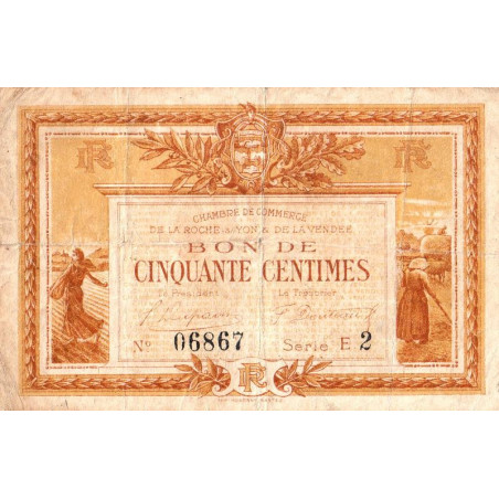 La Roche-sur-Yon (Vendée) - Pirot 65-14 - 50 centimes - Série E2 - 1915 - Etat : TB