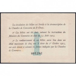 Saint-Omer - Pirot 115-10 - 1 franc - 5me émission - 14/08/1914 - Etat : SPL