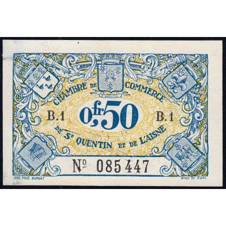 Saint-Quentin - Pirot 116-1 - 50 centimes - Série B.1 - Sans date - Etat : SUP