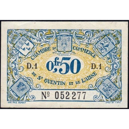 Saint-Quentin - Pirot 116-1 - 50 centimes- Série D.1 - Sans date - Etat : SPL