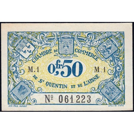 Saint-Quentin - Pirot 116-1 - 50 centimes - Série M.1 - Sans date - Etat : pr.NEUF