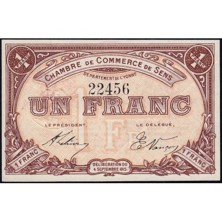 Sens - Pirot 118-1 - 1 franc - 04/09/1915 - Etat : SUP