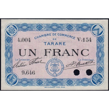 Tarare - Pirot 119-3 - 1 franc - Série V.154 - Sans date - Spécimen - Etat : SPL