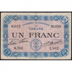 Tarare - Pirot 119-8 - 1 franc - Série M.039 - Sans date - Etat : TB