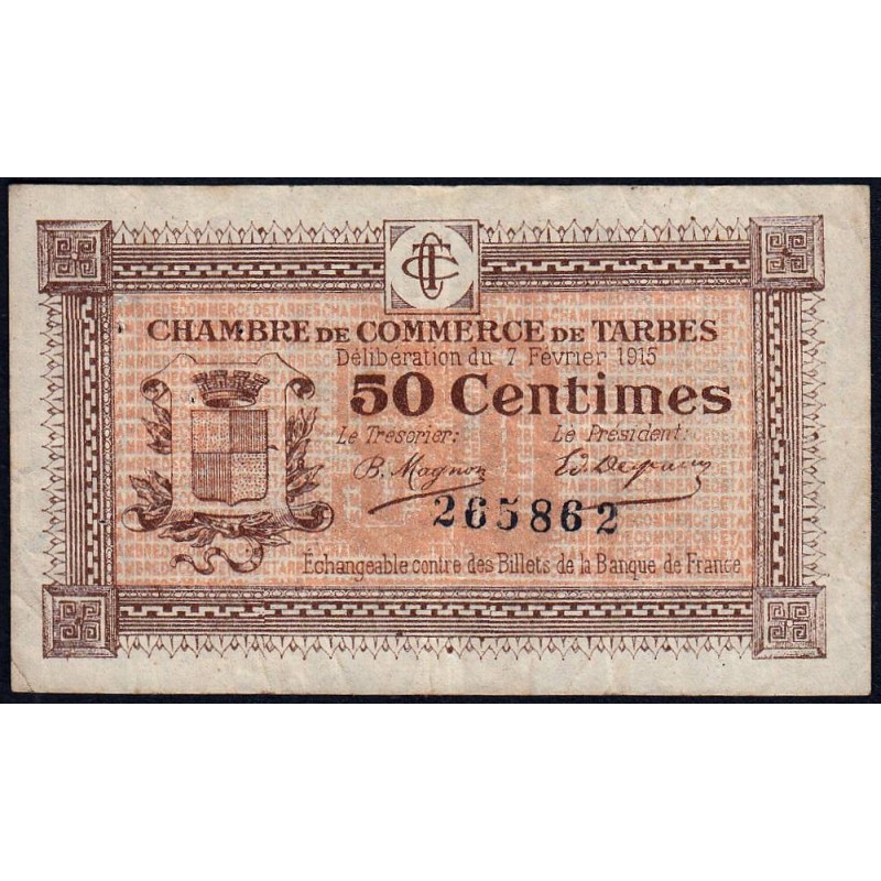 Tarbes - Pirot 120-1 variété - 50 centimes - Sans série - 07/02/1915 - Etat : TB+
