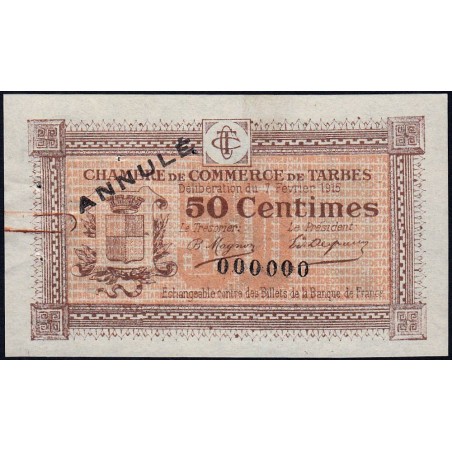 Tarbes - Pirot 120-3 - 50 centimes - Sans série - 07/02/1915 - Annulé - Etat : SUP