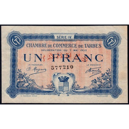 Tarbes - Pirot 120-25 - 1 franc - Série IV - 07/05/1922 - Etat : TTB+