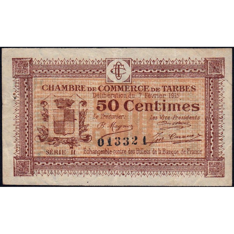 Tarbes - Pirot 120-8 variété - 50 centimes - Série II - 07/02/1915 - Etat : TTB