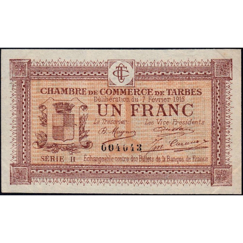 Tarbes - Pirot 120-10 variété - 1 franc - Série II - 07/02/1915 - Etat : SUP+