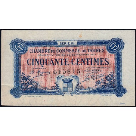 Tarbes - Pirot 120-12 variété - 50 centimes - Série III - 23/09/1917 - Etat : SUP