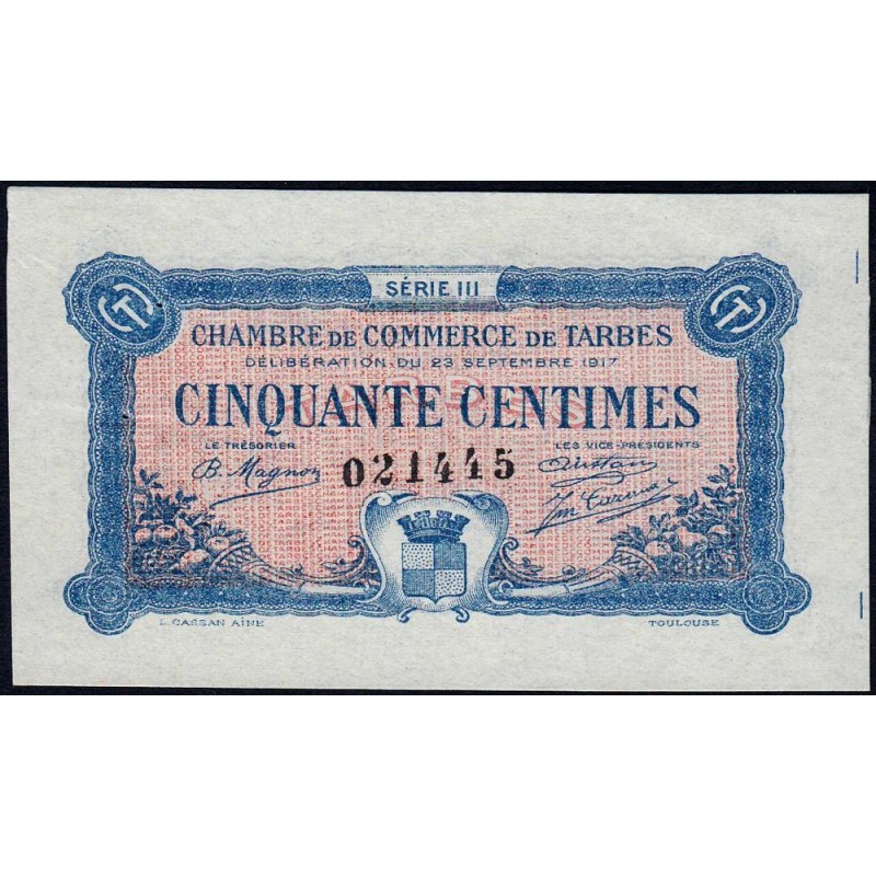 Tarbes - Pirot 120-12 - 50 centimes - Série III - 23/09/1917 - Etat : SUP+