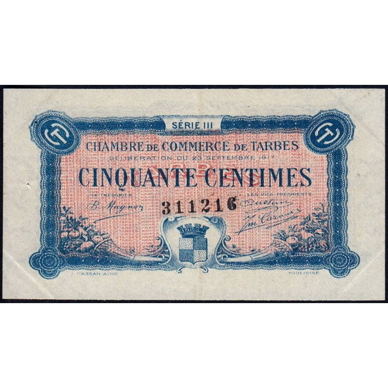 Tarbes - Pirot 120-12 variété - 50 centimes - Série III - 23/09/1917 - Etat : SUP