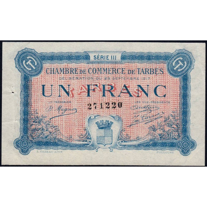 Tarbes - Pirot 120-14 variété - 1 franc - Série III - 23/09/1917 - Etat : SUP