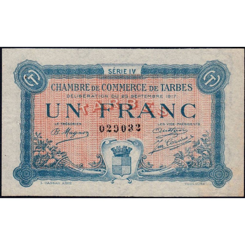 Tarbes - Pirot 120-18 variété - 1 franc - Série IV - 23/09/1917 - Etat : SUP