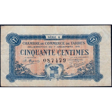 Tarbes - Pirot 120-20 variété - 50 centimes - Série V - 07/12/1919 - Etat : TTB