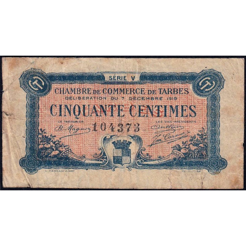 Tarbes - Pirot 120-20 - 50 centimes - Série V - 07/12/1919 - Etat : B+