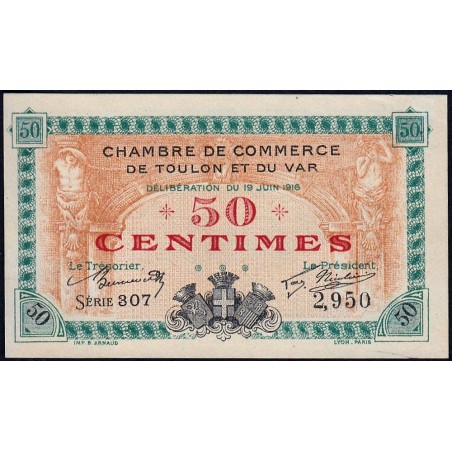 Toulon - Pirot 121-1 - 50 centimes - Série 307 - 19/06/1916 - Etat : SPL