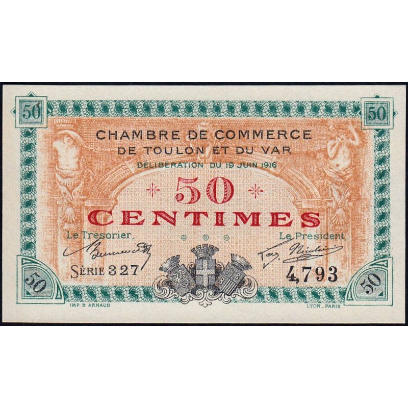 Toulon - Pirot 121-1- 50 centimes - Série 327 - 19/06/1916 - Etat : NEUF
