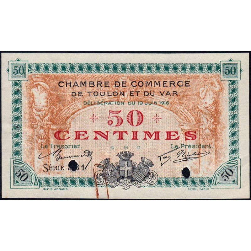 Toulon - Pirot 121-2 - 50 centimes - Série 331 - 19/06/1916 - Annulé - Etat : SUP