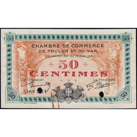 Toulon - Pirot 121-2 - 50 centimes - Série 331 - 19/06/1916 - Annulé - Etat : SUP