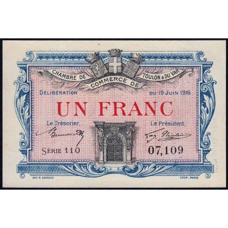 Toulon - Pirot 121-4 - 1 franc - Série 110 - 19/06/1916 - Etat : pr.NEUF