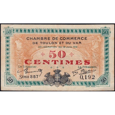 Toulon - Pirot 121-7 - 50 centimes - Série 357 - 19/06/1916 - Etat : TTB