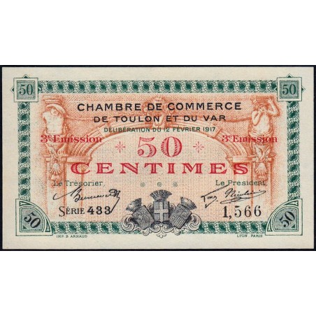 Toulon - Pirot 121-10 - 50 centimes - 3e émission - Série 433 - 12/02/1917 - Etat : NEUF