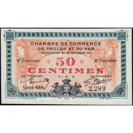 Toulon - Pirot 121-18 - 50 centimes - 4e émission - Série 454 - 20/09/1917 - Etat : NEUF