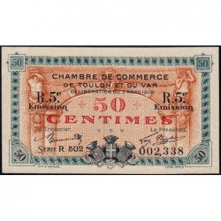 Toulon - Pirot 121-28 - 50 centimes - 5e émission - Série R 502 - 03/03/1919 - Etat : SUP+